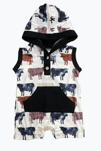 Load image into Gallery viewer, Baby boys cow hoodie western romper
