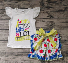 Load image into Gallery viewer, Baby girls back to school belt shorts sets

