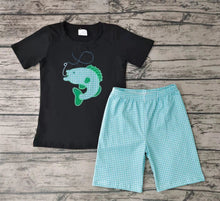 Load image into Gallery viewer, Baby boys fishing embroidered shorts sets
