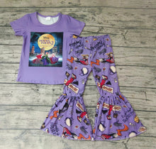 Load image into Gallery viewer, Baby girls witch purple Halloween bell pant sets
