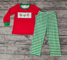 Load image into Gallery viewer, Baby boys Christmas green stripe pants clothes
