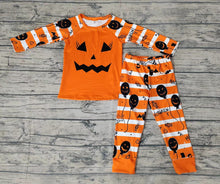 Load image into Gallery viewer, Baby girls halloween face long sleeve pajamas clothes sets
