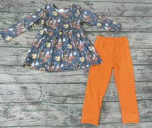 Load image into Gallery viewer, Baby girls fall pumpkin cow Halloween legging pants sets
