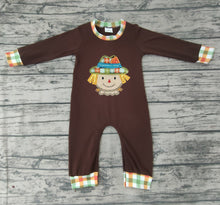 Load image into Gallery viewer, Baby boys fall scarecrow plaid rompers
