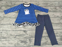 Load image into Gallery viewer, Baby girls Halloween blue stripe ghost clothes sets
