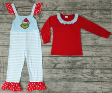 Load image into Gallery viewer, baby girls Christmas green overall clothes sets
