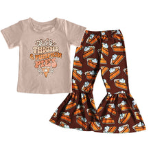 Load image into Gallery viewer, Baby Girls pumpkin pies thanksgiving fall bell pants sets
