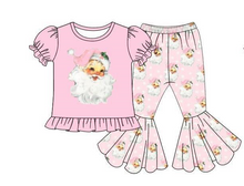 Load image into Gallery viewer, Baby girls pink santa Christmas bell pants clothes sets
