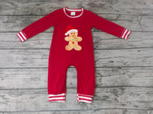 Load image into Gallery viewer, Baby boys Christmas gingerbread red rompers

