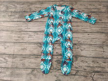 Load image into Gallery viewer, Baby boys horse aztec zip footie rompers
