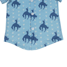 Load image into Gallery viewer, Baby Boys Western Blue Horse Short Sleeve Shirts Tops
