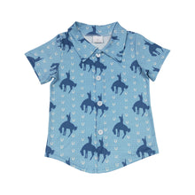 Load image into Gallery viewer, Baby Boys Western Blue Horse Short Sleeve Shirts Tops
