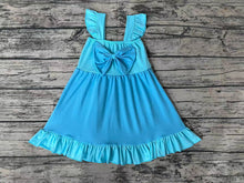 Load image into Gallery viewer, Baby Girls Blue Bow Summer Knee Length Dresses
