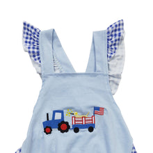 Load image into Gallery viewer, Baby Girls 4th of July Dog Ruffle Bubble Rompers
