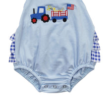 Load image into Gallery viewer, Baby Girls 4th of July Dog Ruffle Bubble Rompers
