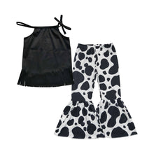 Load image into Gallery viewer, Baby Girls Black Tassel Top Cow Bell Bottom Pants Sets
