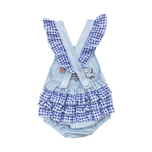 Load image into Gallery viewer, Baby Girls 4th of July Dog Ruffle Bubble Rompers
