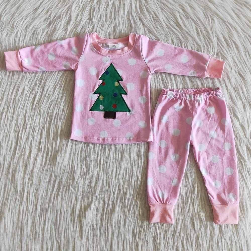 Girls pink tree stripe pajamas