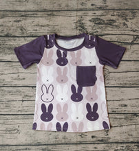 Load image into Gallery viewer, Baby Boys Easter Black Rabbits Pocket Short Sleeve Tee Shirts Tops
