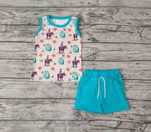 Load image into Gallery viewer, Baby Boys sleeveless tee shirt rodeo shorts western clothes sets
