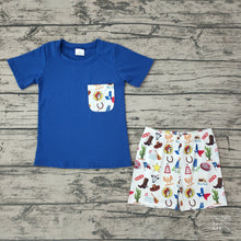 Load image into Gallery viewer, Baby Boys Western Pocket Tee Shirts shorts sets

