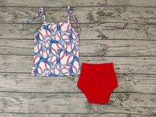 Load image into Gallery viewer, Baby Girls Baseball Top Red Bummie Clothes Sets
