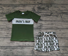 Load image into Gallery viewer, Baby Boys Papa&#39;s Boy Green Top Shorts Clothes Sets
