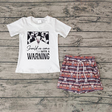 Load image into Gallery viewer, Baby Boys Western Cow Skull Short Sleeve Tee Shirts Shorts Sets
