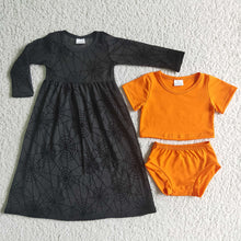 Load image into Gallery viewer, Baby girls Halloween orange color 3pcs sets
