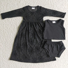 Load image into Gallery viewer, Baby girls Halloween black color 3pcs sets
