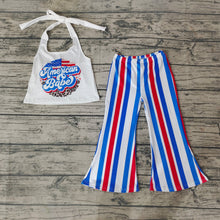 Load image into Gallery viewer, Baby Girls American Babe Stripe Bell Pants Clothes Sets
