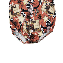 Load image into Gallery viewer, Baby Boys Cow Skull Western Short Sleeve Rompers
