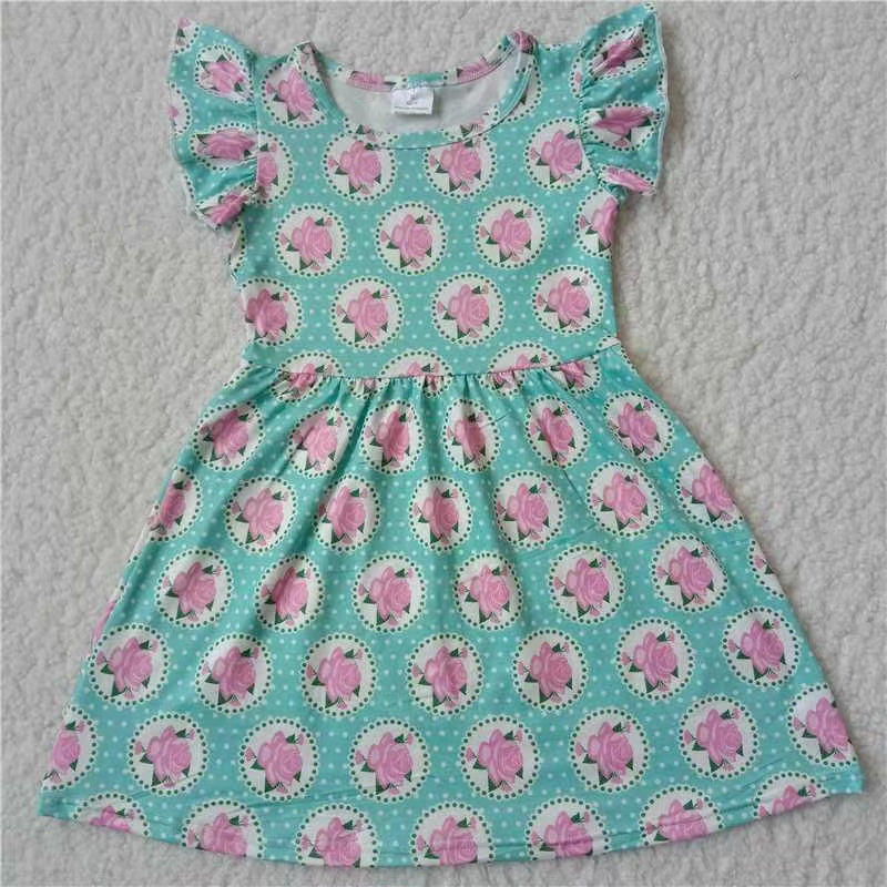 Baby girls blue floral pearl dresses