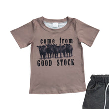 Load image into Gallery viewer, Baby Boys Come From Good Stock Western Summer Cow Shorts Sets

