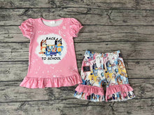 Load image into Gallery viewer, Baby Girls Back To School Dogs Shorts Clothes Sets
