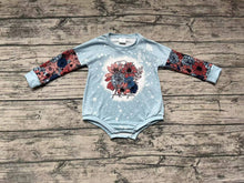 Load image into Gallery viewer, Baby Girls Blue Flowers Bleached Rompers

