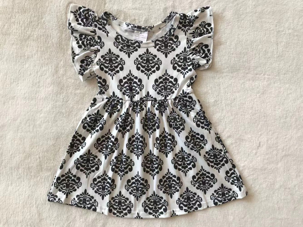 Baby girls black flutter sleeve pearl dresses