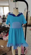 Load image into Gallery viewer, Baby Girls Blue Dog Hoodie dresses preorder
