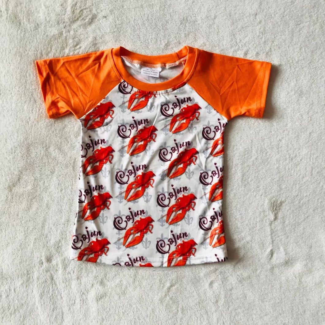 Baby boys lobster orange short sleeve raglan shirts