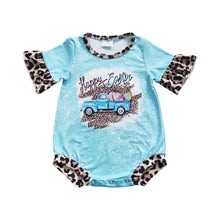 Load image into Gallery viewer, Baby Girls Blue Happy Easter Bunny Rompers
