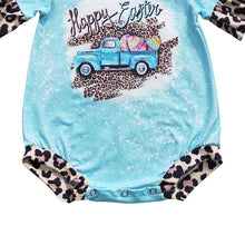 Load image into Gallery viewer, Baby Girls Blue Happy Easter Bunny Rompers
