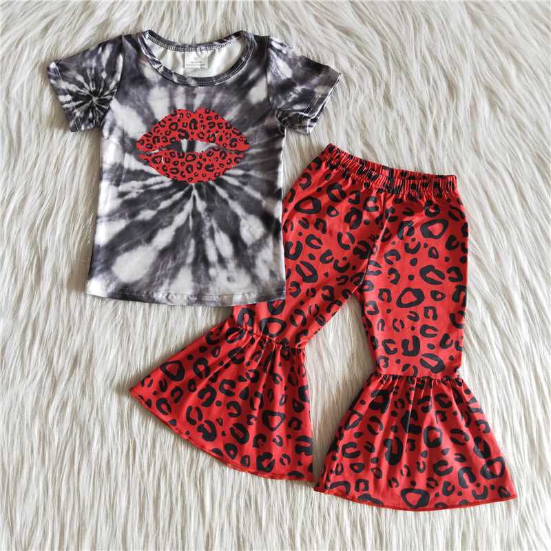 Mouse Red leopard bell-bottoms suit