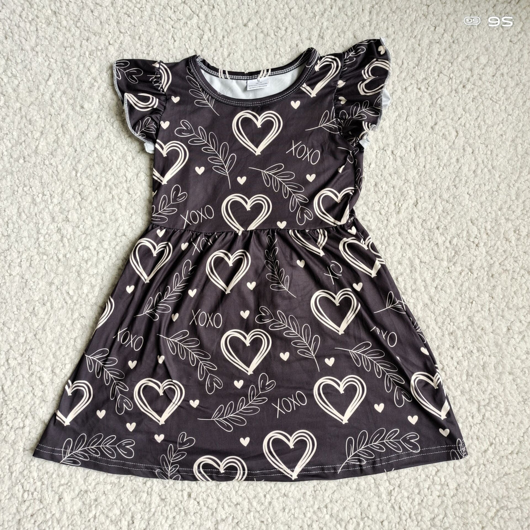 Baby girls Black Heart pearl dresses