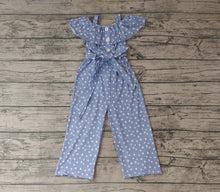 Load image into Gallery viewer, Baby Girls Blue Dots Ruffle Strap Jumpsuits
