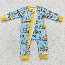 Load image into Gallery viewer, Baby Boys Construction Zip Rompers
