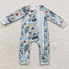 Load image into Gallery viewer, Baby Boys Fishing Green Rompers
