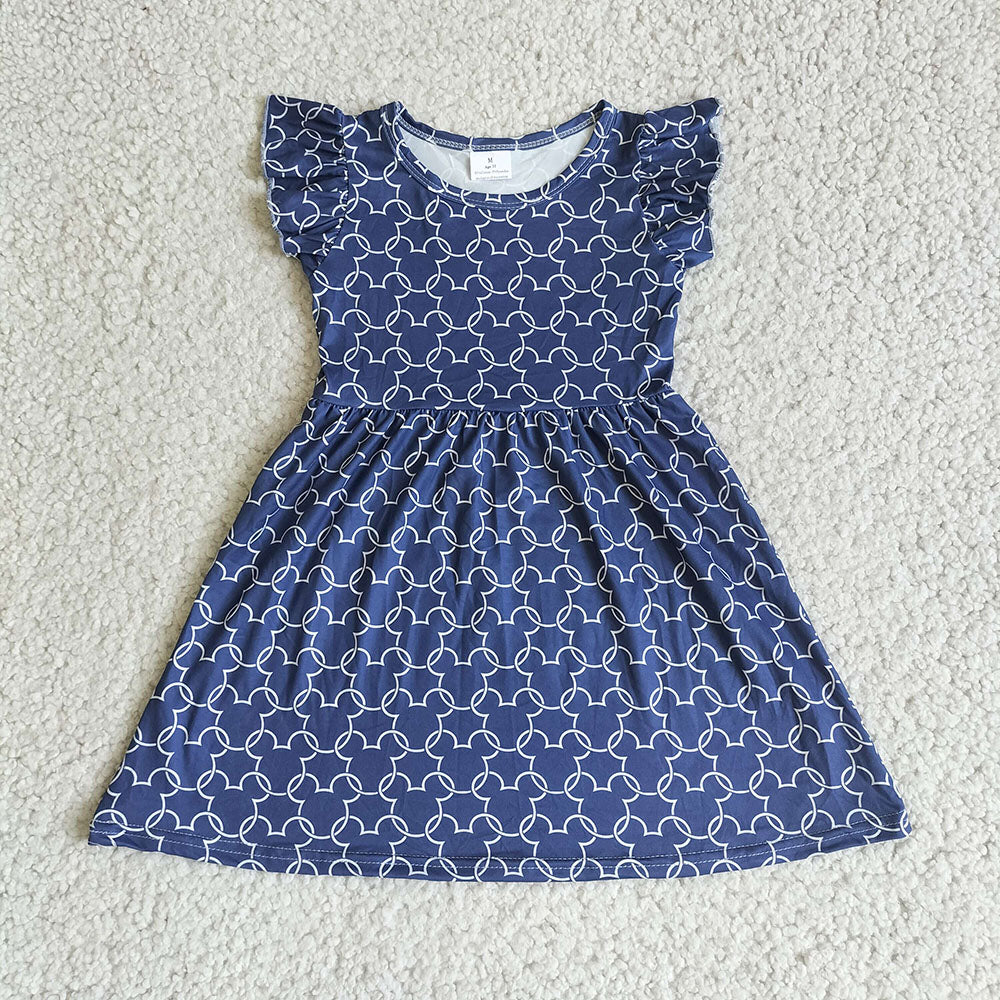 Baby girls blue cartoon pearl dresses