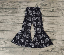 Load image into Gallery viewer, Baby Girls Black Halloween Bones Bell Pants
