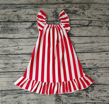 Load image into Gallery viewer, Baby Girls 4Th Of July Red Stripes Big Bow Knee Length Dresses
