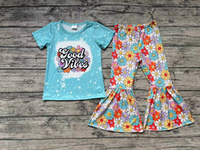 Load image into Gallery viewer, Baby Girls Blue Good Top Flowers Bell Pants Clothes Sets
